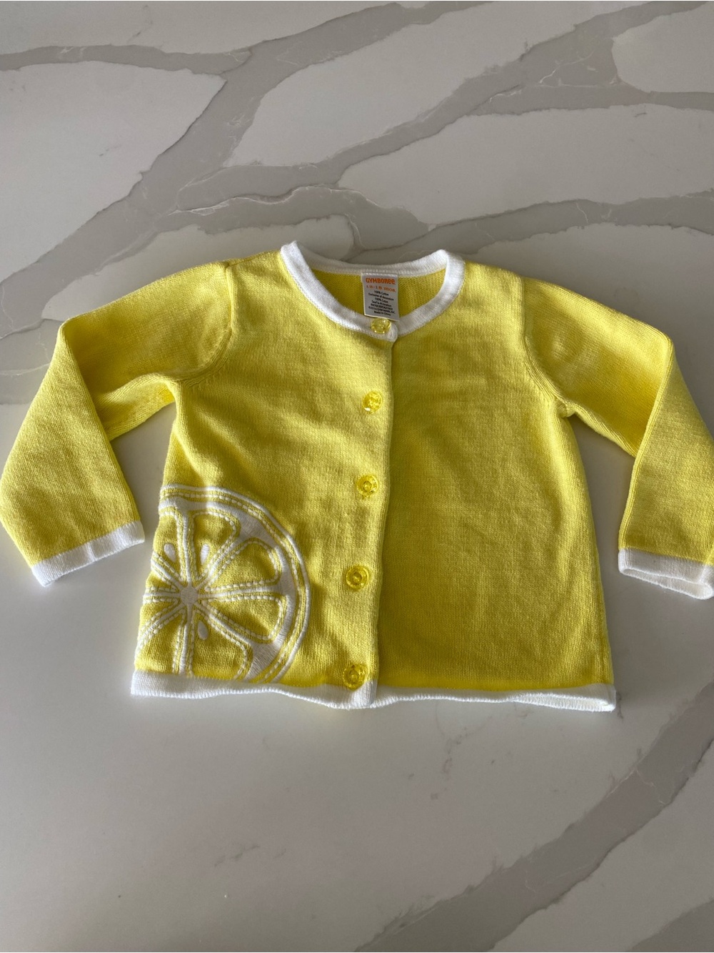 Vintage Gymboree lemon embroidered cottagecore knit Cardigan Sweater 12-18M